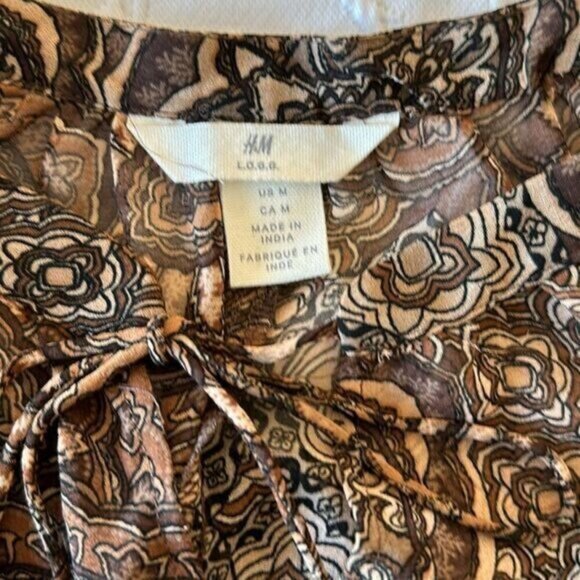 H&M Bohemian Brown Block Print Style Dress Size Medium - Picture 7 of 7